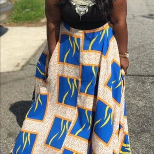 African inspired print maxi skirt